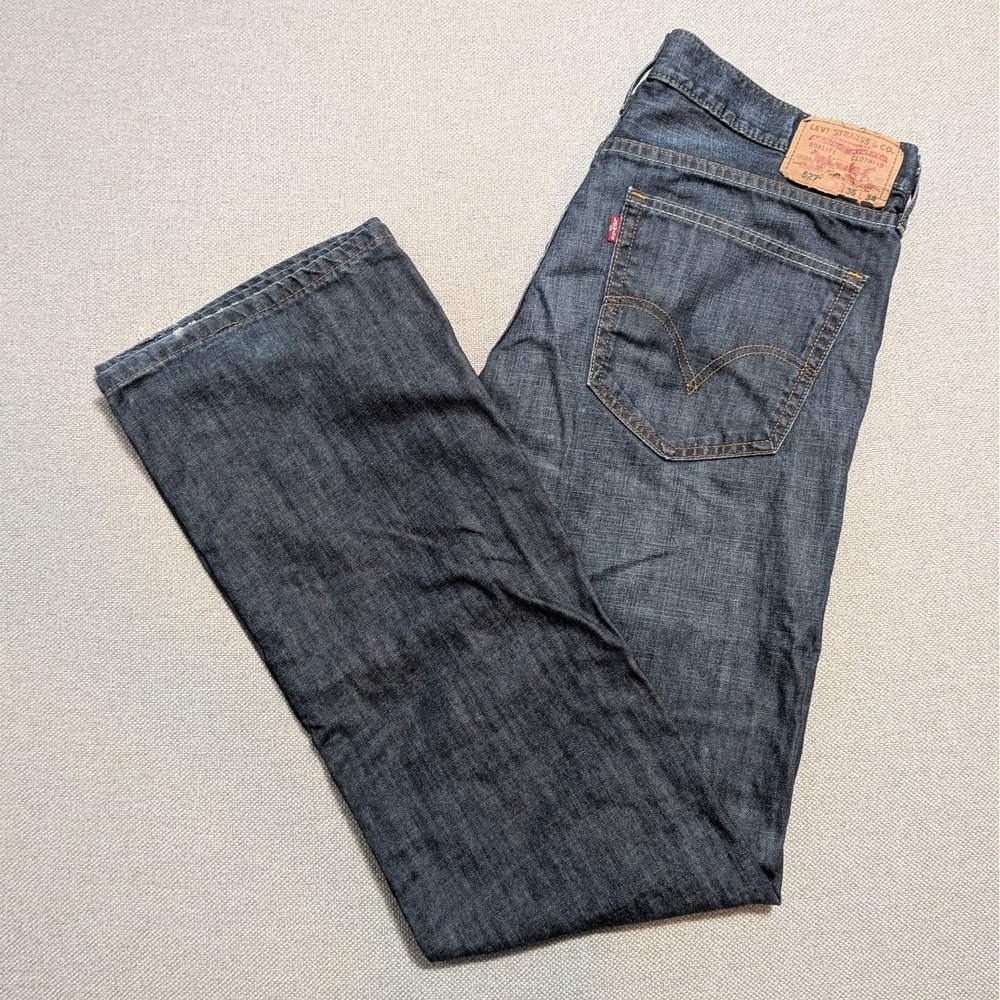 Levis 527 Mens 36x34 Dark Wash Blue Bootcut Denim Jeans Pants Cowboy